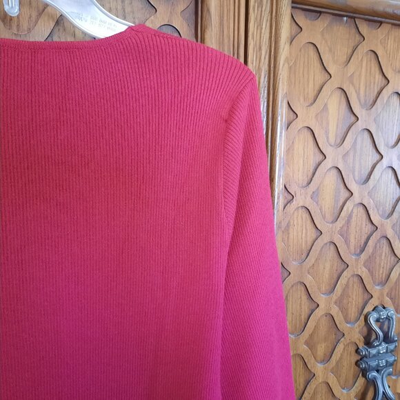 Red V Neck Latern Sleeve Side Slit Maternity Sweater Dress NWT! - Size M - Picture 10 of 15